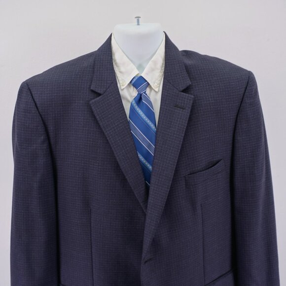 DAMAGED Pronto Uomo Platinum Blue Black Check Thick Wool Sport Coat 50L 2 Button - Picture 1 of 14